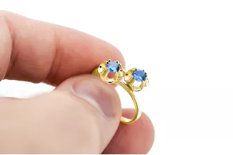 Aguamarina Oro amarillo de 14 quilates Anillo Artesanía vintage vrc266y